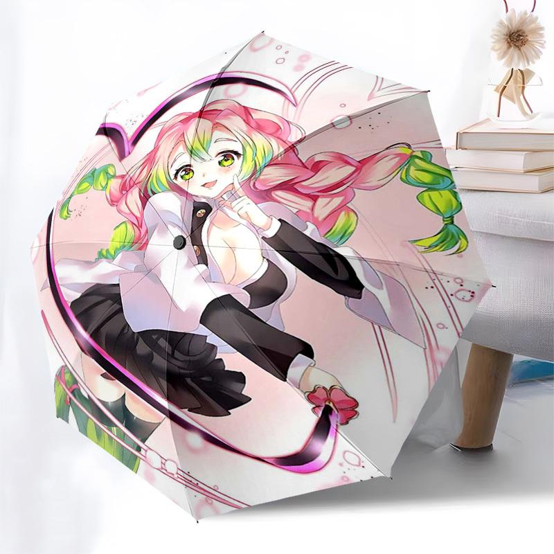 1pc Rainbow Hair Anime Girl Outdoor Umbrella - Automatic Opening/Closing, Portable 3-Fold Design, 8-Bone Iron Frame, Perfect Gift for Fans, Trave