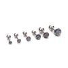 0.8mm Thick Minimalist Zircon 3-Prong Stud Earrings, Stainless Steel Screw for Ear Cartilage, Available in 1.5-5mm.