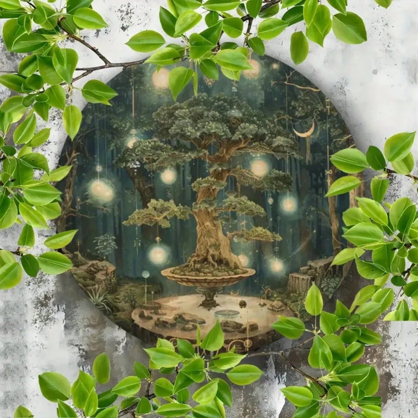 

Iron Wall Art Vintage Tree Round Metal Painting for Bar Cafe Club Room Decor