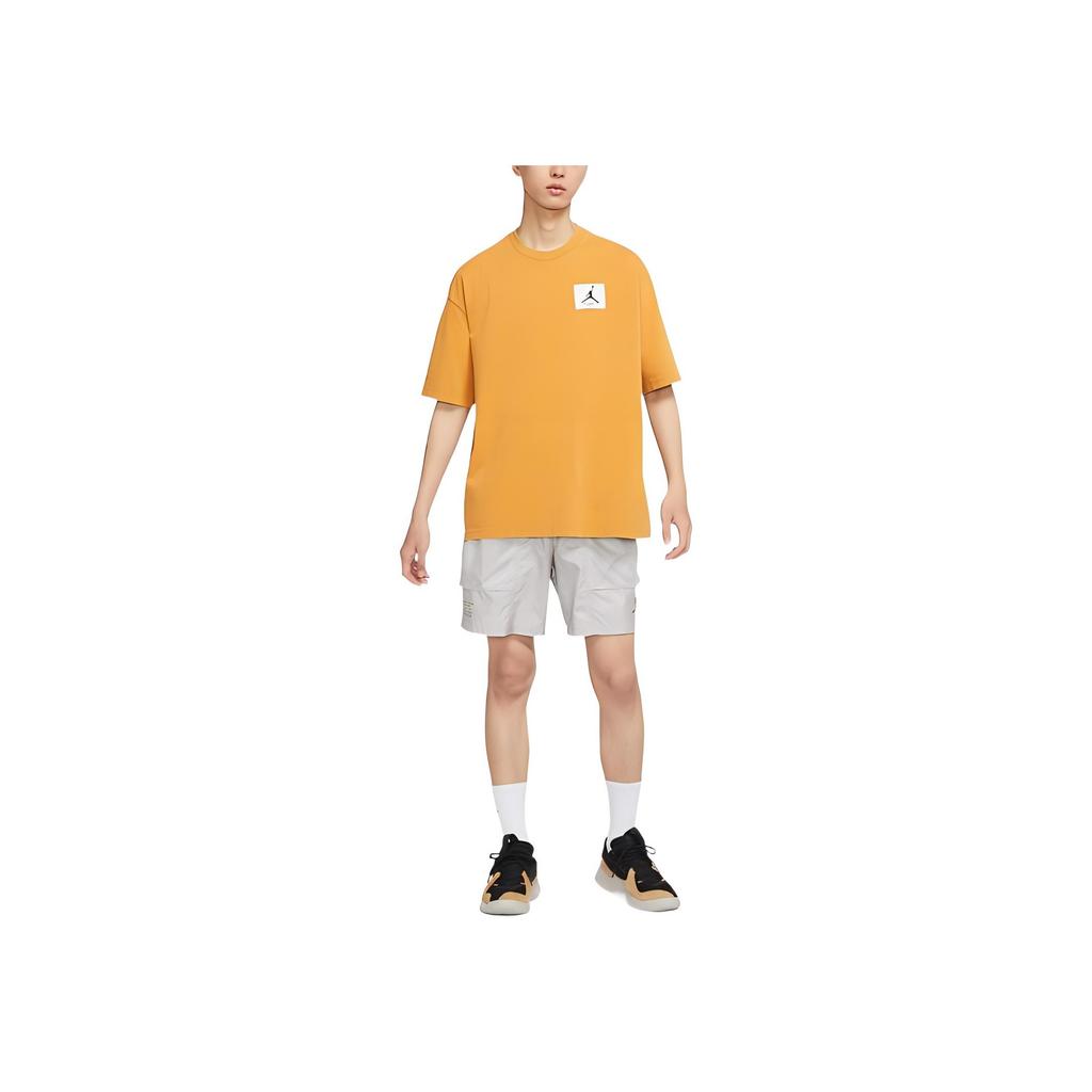 Jordan Logo Print Loose Round Neck Short Sleeve T-Shirt With Drop Shoulders FW22 Men Tops Spicy-Mustard-Yellow DZ0605-712