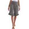 Damen Farbige Hohe Taille Plissierte Baumwolle Leinen Lockere Freizeitshorts