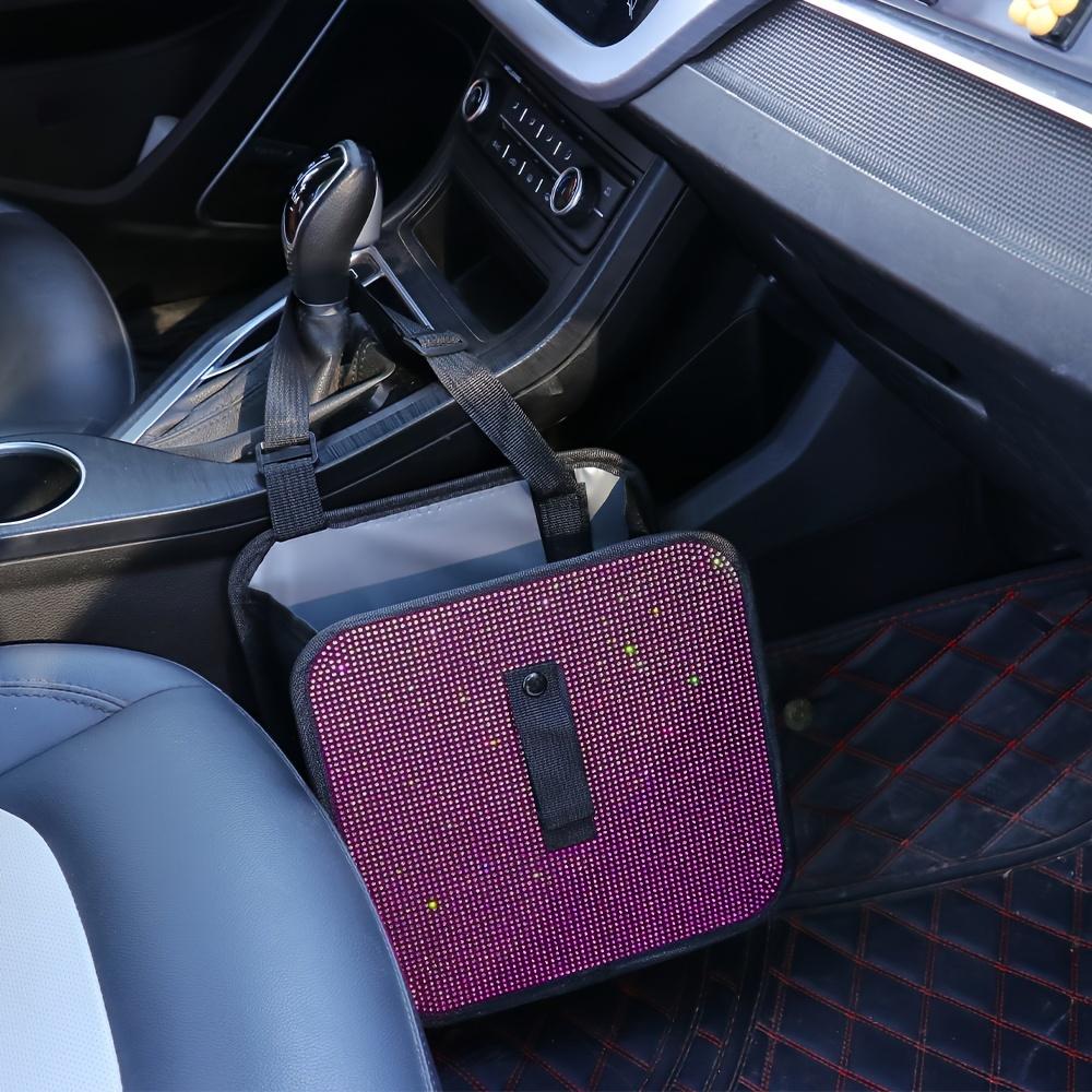 

[Glitter Car Trash Can] Sparkling Glitter Car Trash Can - Leak-Proof Foldable Garbage Storage Bag - Includes Cooler Bag and Trash Bag рожевий
