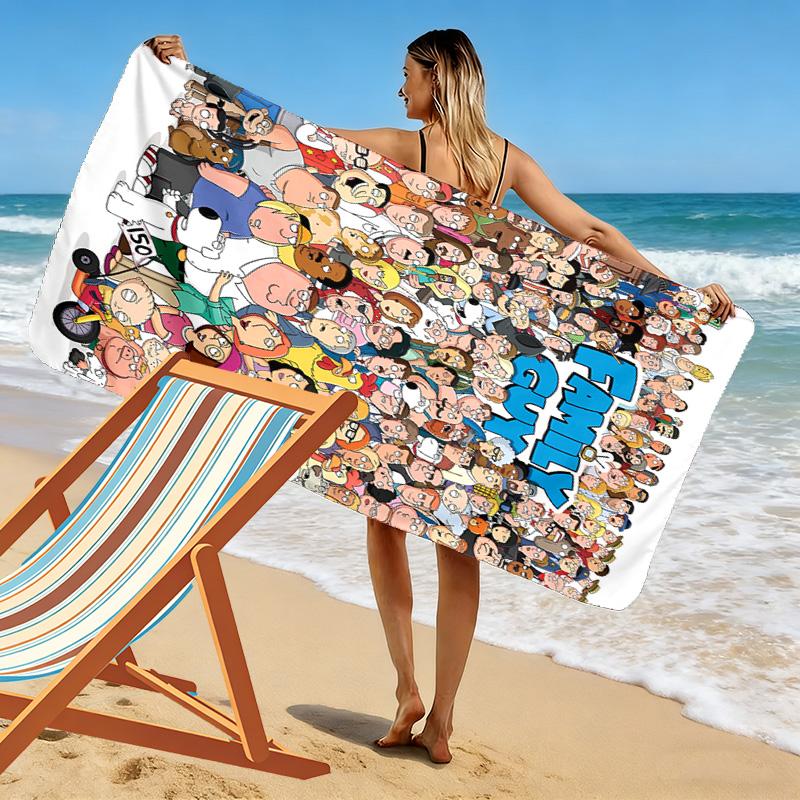 Family Guy Print Beach Towel, Large Soft Quick Dry Towel for Beach Camping Swimming