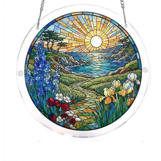 Acrylic Jigsaw Puzzle Suncatcher 83 Pcs DIY Puzzles Craft Kit for Adults Colorful Window Hanging Ornament for Women Men Home Garden Decor