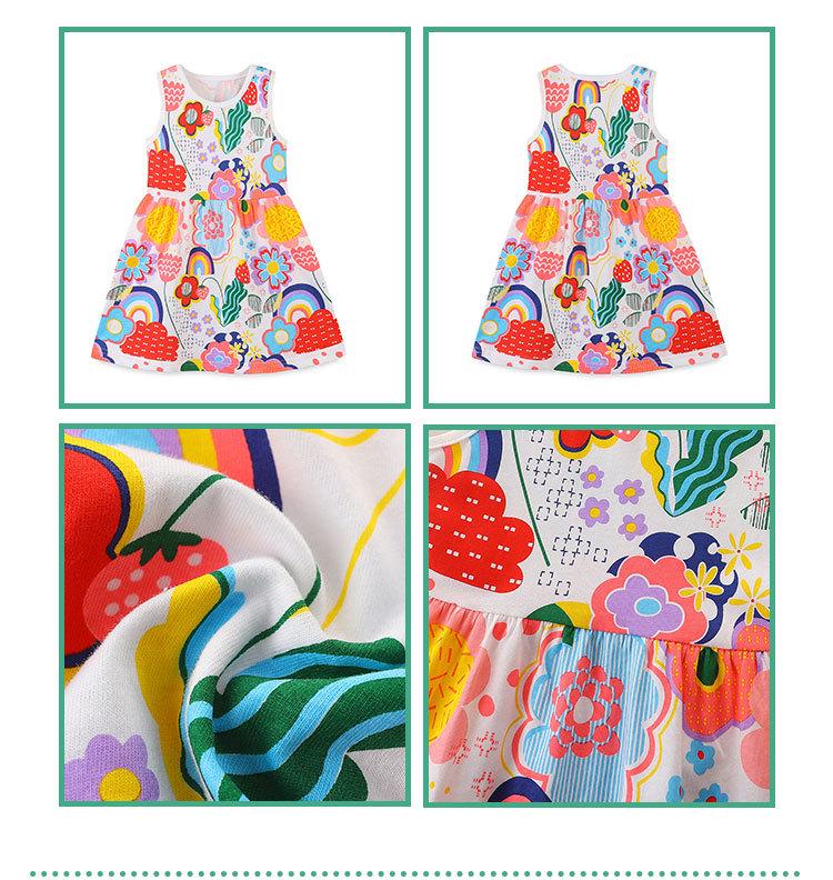 Mädchen Strickkleid im europäischen und amerikanischen Stil mit Cartoon-Print, Puffärmeln und Rundhalsausschnitt