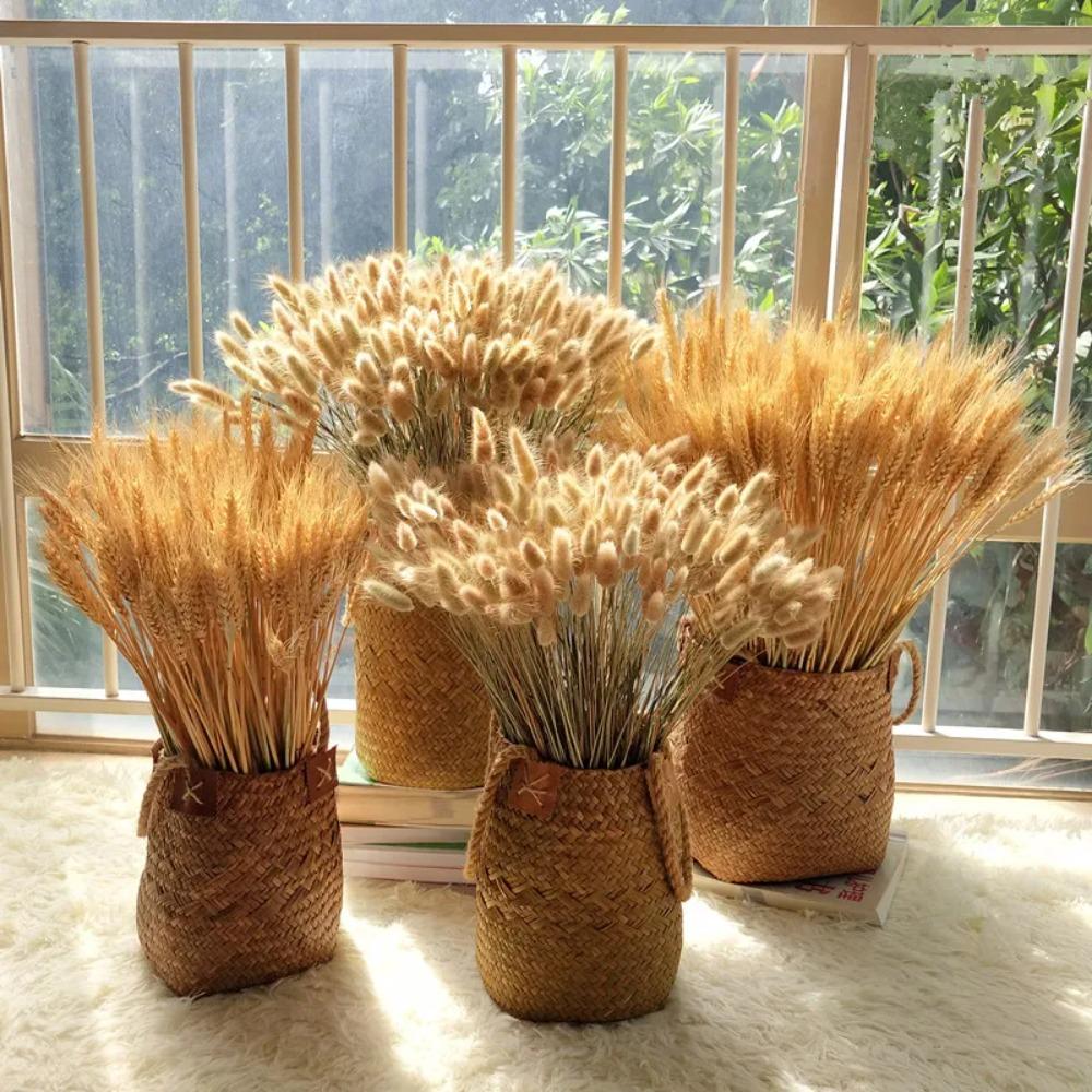 50pcs DIY Craft Dry Wheat Spikes Natural Dried Flowers Dried Wheat Stalks  Christmas Decoration