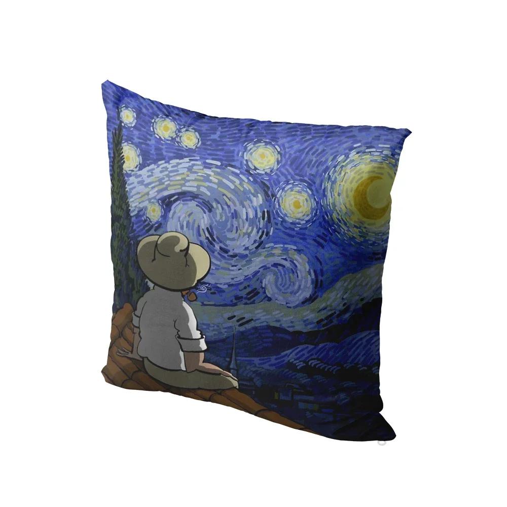 

Новая Масляная Живопись Мультяшная Наволочка для Подушки Диван Автомобиль Подушка Чехол Короткий Плюш Удобная Квадратная Двусторонняя Наволочка 66x66cm