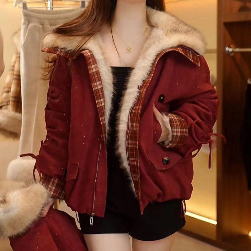 Girls' Fashionable Faux Fur Coat: Stylish Red Winter Coat for Kids