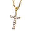 European and American Hip Hop Color Retention Vacuum Gold-plated Zircon Cross Pendant Necklace