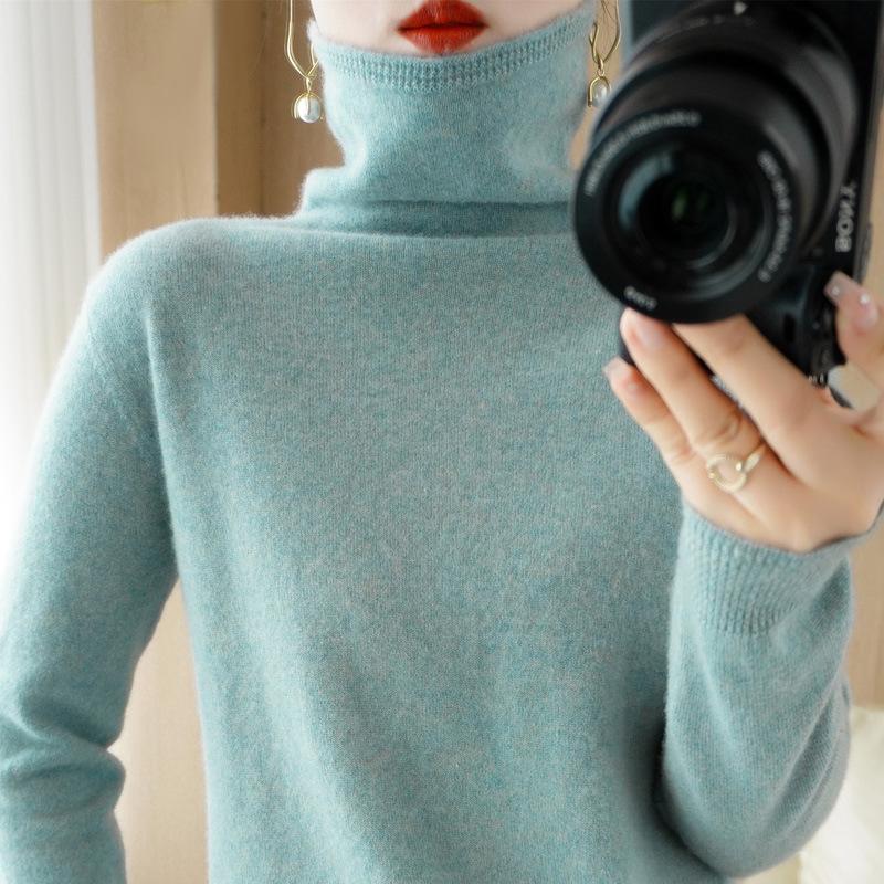 

Пуловер с высоким воротником, осень/зима, кашемировый свитер, женский однотонный повседневный свободный пуловер с длинными рукавами, женский низ XXL