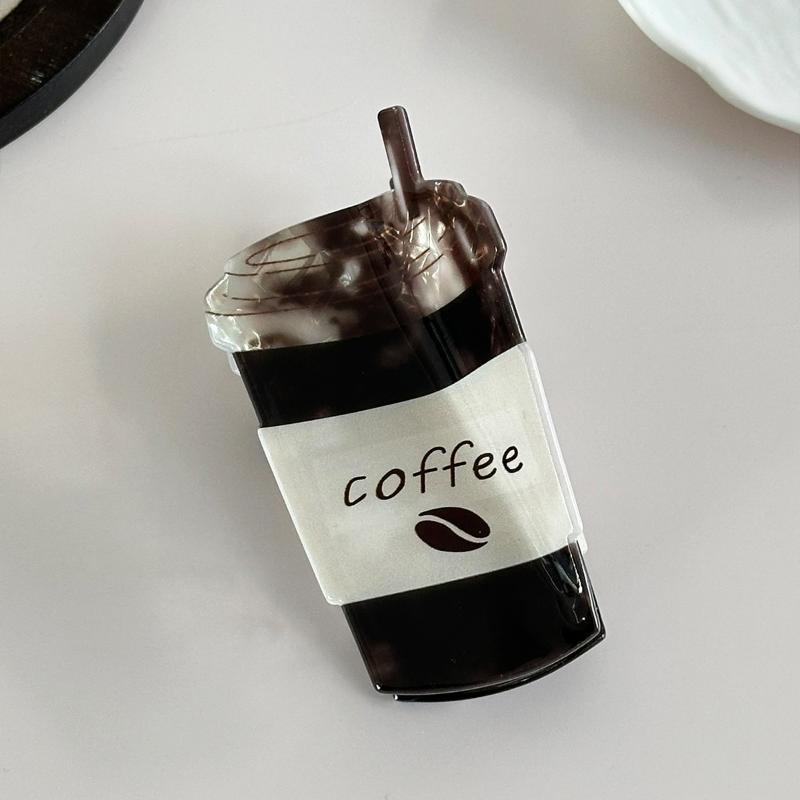 Creative Funny Acrylic Coffee Cup Design Hair Clip Elegant Fashion Shark Clip Hair Accessories