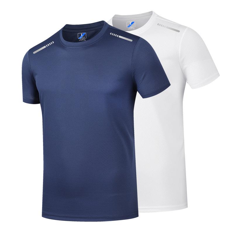 Ice Silk Men's Short Sleeved T-shirt Men's Summer Mesh Youth Breathable T-shirt Sports Quick Drying T-shirt