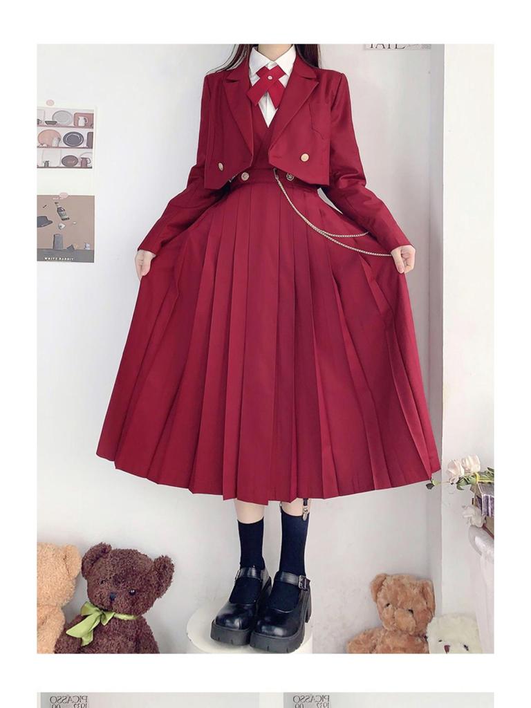 Japanisches JK Uniform Kleid Set: Authentischer langer Brustschutzrock für junge Damen von Hu Mu Tao