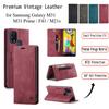 For Samsung Galaxy M31 / M31 Prime / F41 / M21s Vintage Lær Flip Lommebok Etui med RFID-blokkerende Kortlomme, Matt Retro Foliodeksel (4 farger)