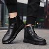Herbst Martin Stiefel Herren Samt Schwarz Lederstiefel Werkzeugstiefel Britische High-Top Lederschuhe hohe Stiefel mittelhohe trendige Herrenstiefel Winter