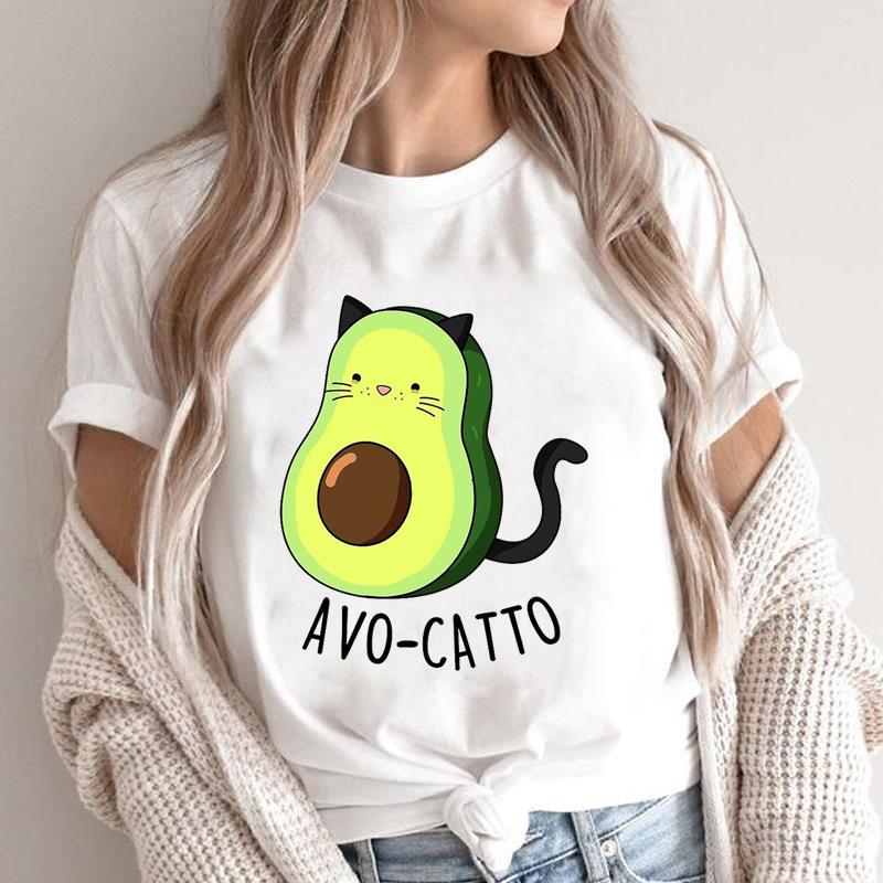 (Asian Size ) Graphic Tee Avocado Love Style Clothing Summer Sweet Trend  Print Female T Top Casual Short Sleeve Women Fashion T-shirt