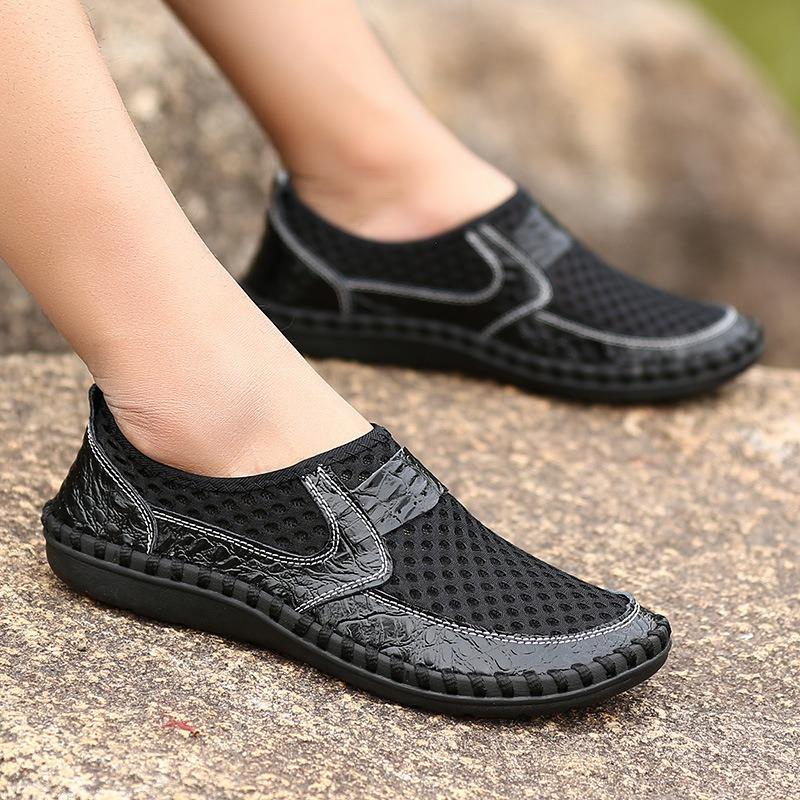 Summer Men's Shoes Mesh Casual Leather Shoes for Men Outdoor Water Shoes Breathable Flat Mens Sandals Plus Size 38-50