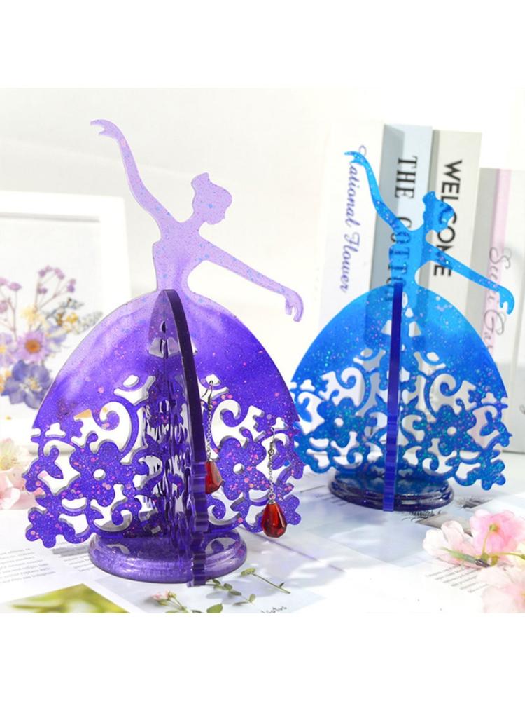 Crystal Epoxy Mold Stereo  Dancing Girl Jewelry Holder Mold Ornaments Silicone Mold for  Jewelry Making