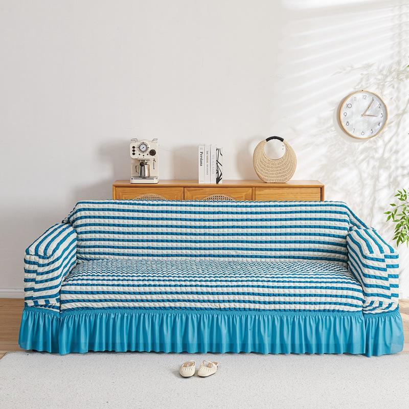 New Style Sofa Cover Seersucker Skirt Model All Inclusive Cover Cloth for All Seasons Lazy All Inclusive Full Cover Elastic Cover