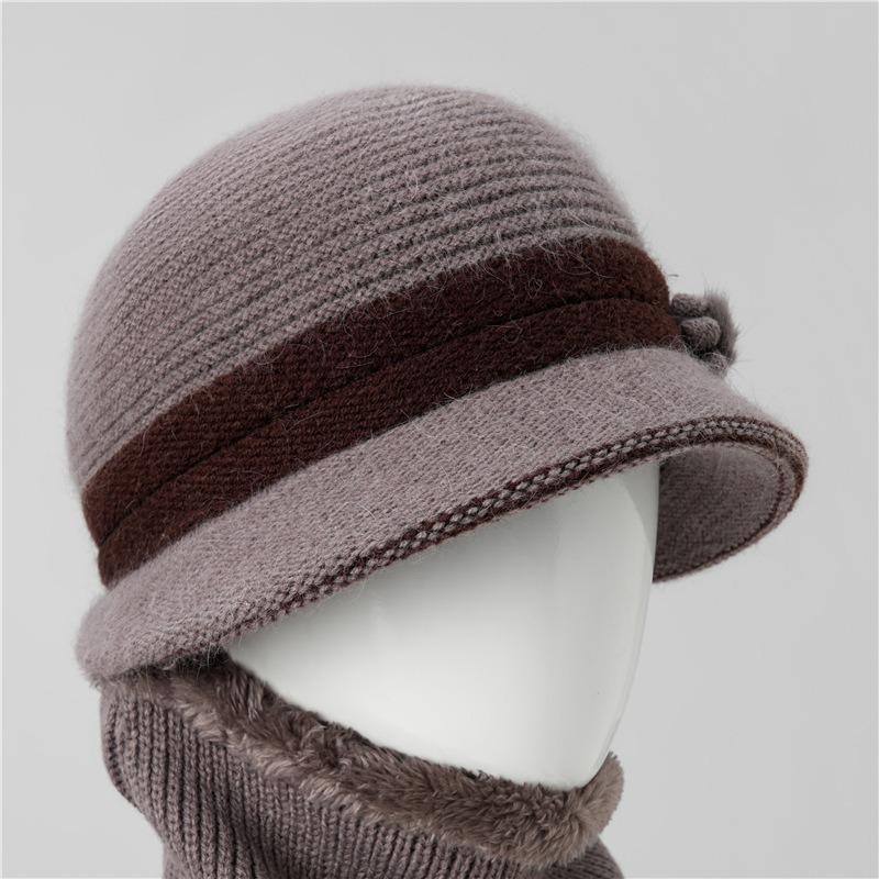 Hut Damen Herbst und Winter Fleece Warmer Hut Kältefest Gestrickter Hut Wollhut Damen