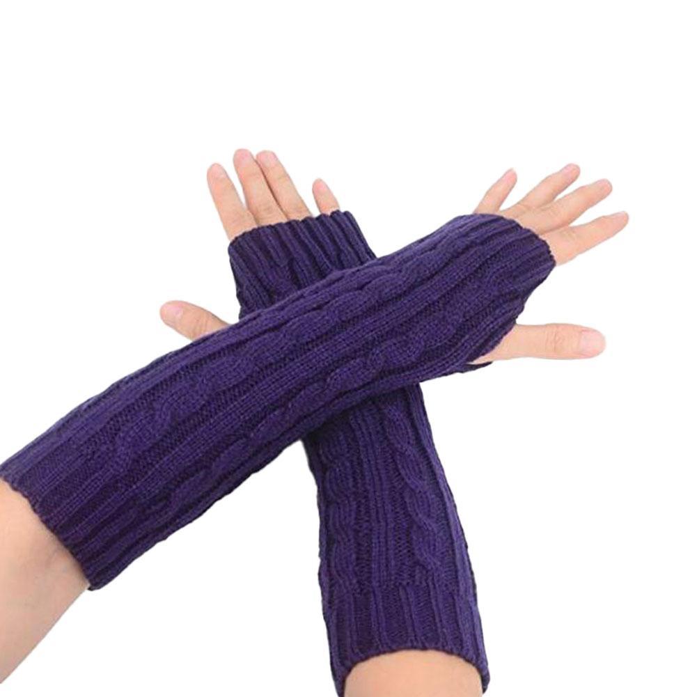 Women Knit Long Fingerless Gloves Fashion Arm Wrist Sleeve Hand Warmer Girls Casual Half Black Over Elbow Punk Gothic Mittens