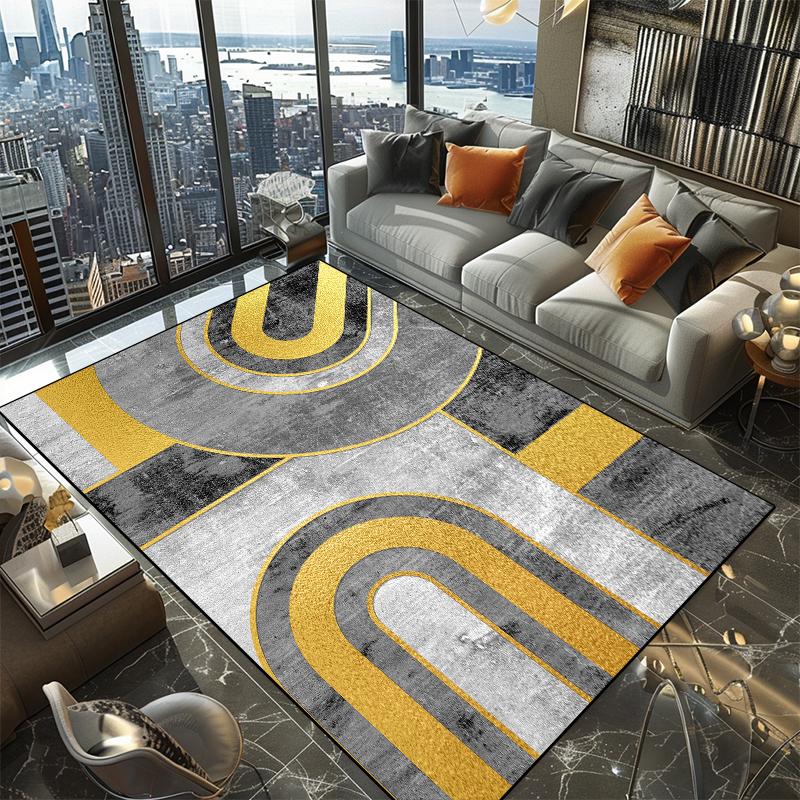 Moderner Geometrischer Teppich Wohnzimmer Dekoration Zuhause Waschbar Groß Rutschfester Teppich Schlafzimmer Bodenmatten Große Größe Flanell Anpassbar
