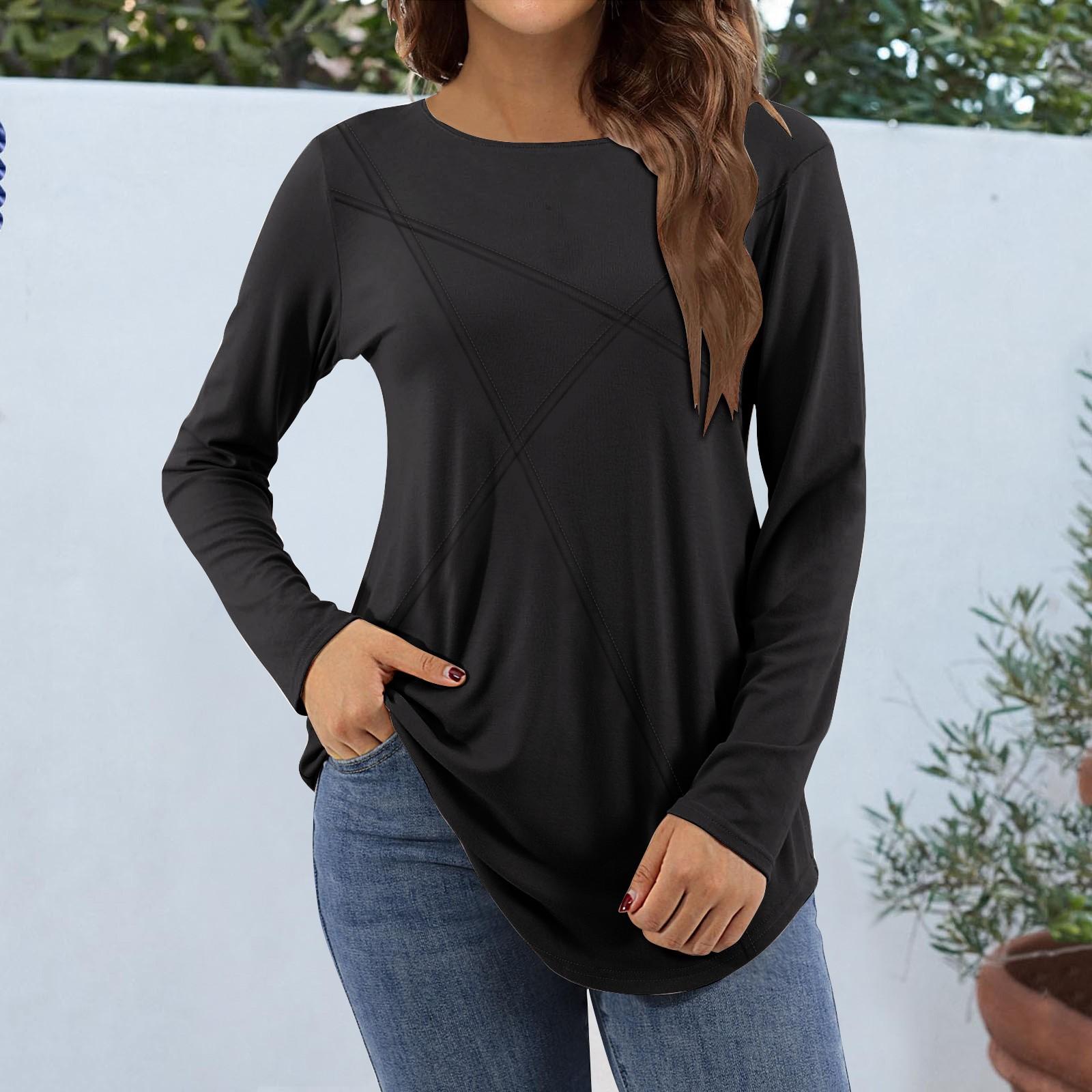 

Женская мода, повседневная блузка с длинным рукавом и круглым вырезом, пуловер с принтом XXL чёрный