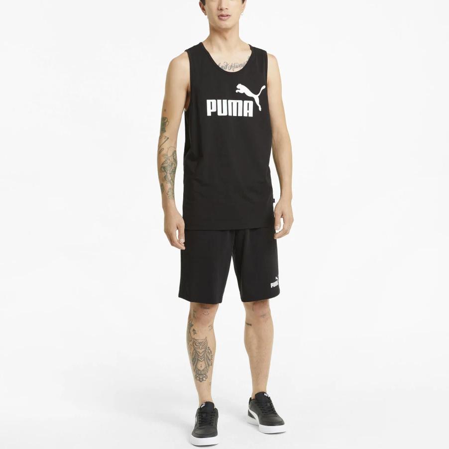 Puma Essentials Tank Letter Print Pattern Round Neck Sleeveless Vest Men Tops Black 586670-01