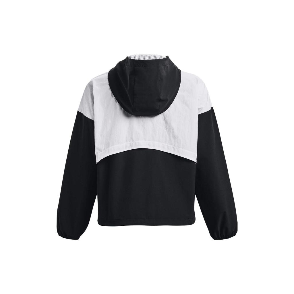 Under Armour Color Block Zip Up Woven Hooded Jacket Women Jackets Black 1377550-001