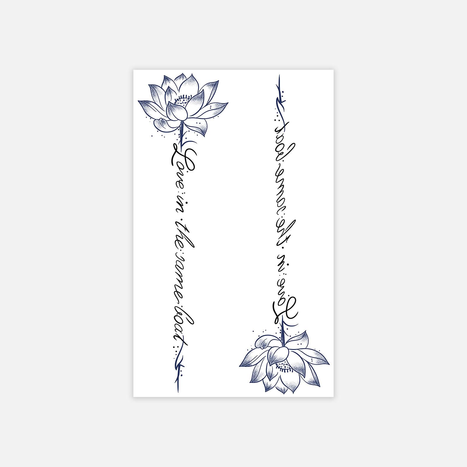 Lotus, English Short Sentences Arm Back Tattoo Sticker Personality And Beauty Tattoo Sticker 11*18