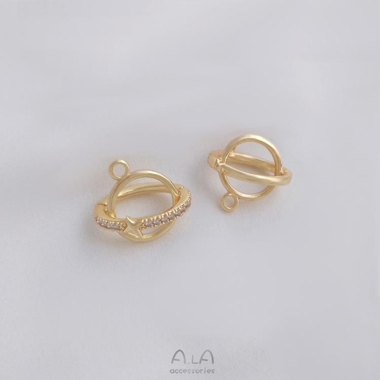 14K Gullfylt Zirkon Planet Lås Anheng for DIY Smykker