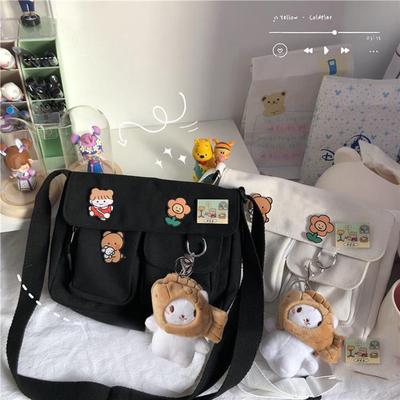 Women Crossbody Bags Japanese Harajuku Satchel Large Capacity Messenger Pouch Pendant Badges for Shopping