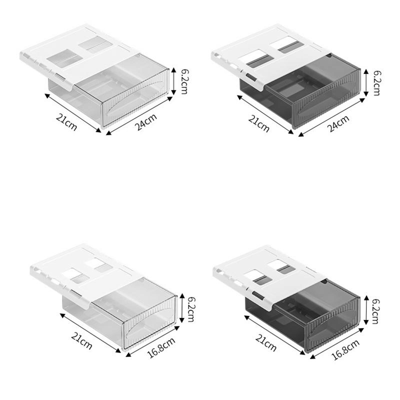 Invisible Storage Table Shelf Storage Box New Pull Out Storage Box Hanging Under Desk Drawer Large Capacity Undertable Drawer
