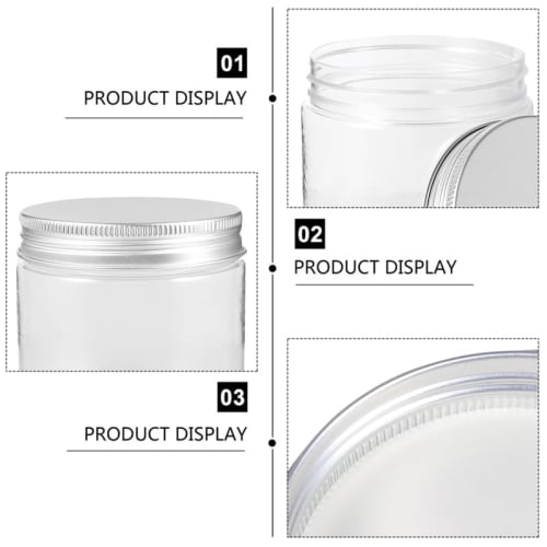 Wide Mouth Mason Jars Bulk - 6 Plastic Jars with Lids, Clear Storage Containers, Small Canning Jars, Wide Mouth Canning Supplies Jars, Cosmetic Jars