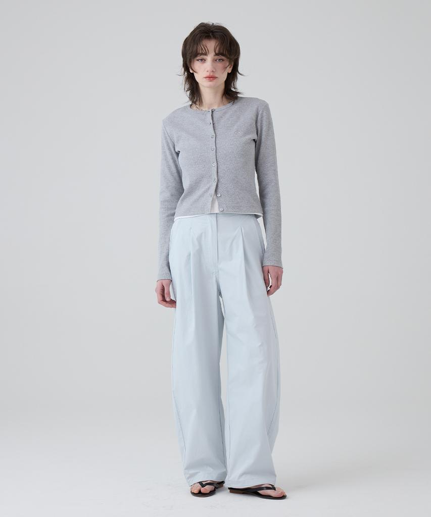 DANGLEDROP Dgdp Balloon Fit Curved Cotton Elastic Waist Pants_Sky Blue