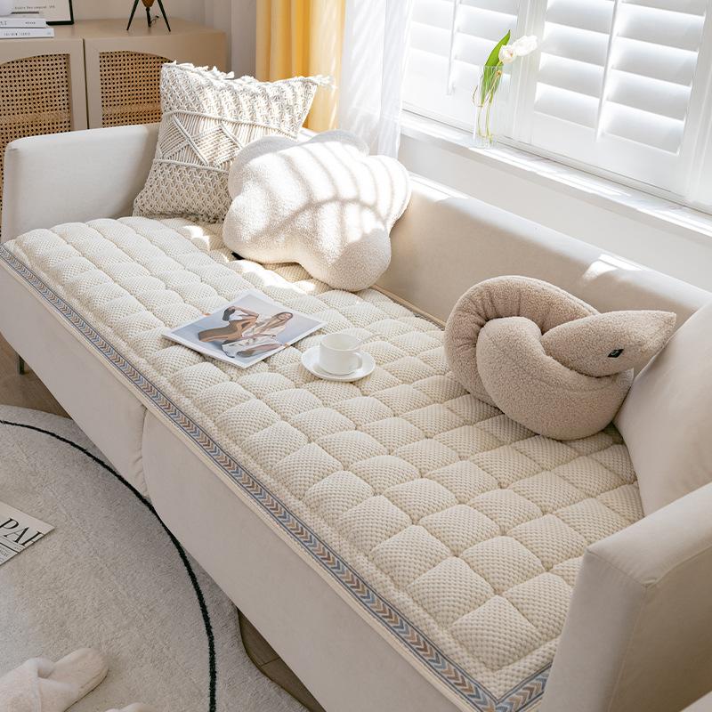 Plush Square Ins Wind Steamed Bread Pad, Solid Wood Handmade Sofa Cushion, Leather Seat Cushion, Universal In All Seasons, Non-Slip, Thickened Nordic