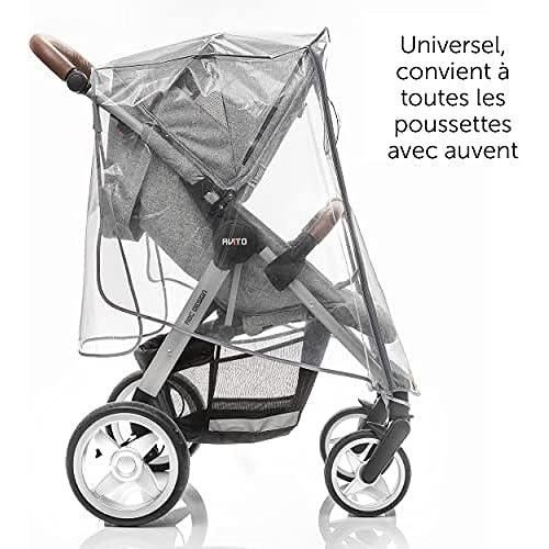Zamboo - Habillage Pluie Universelle pour Poussette - Protection avec Fenêtre de Contact et Ouverture Frontale Complète - Transparen