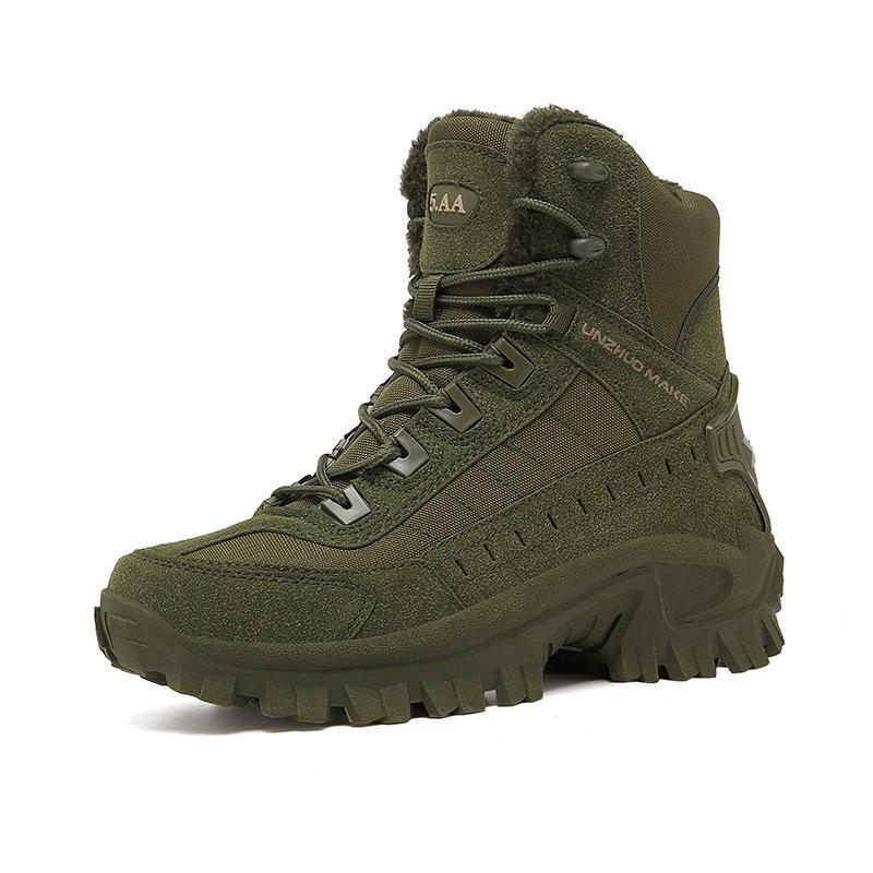 Men's High-Top Tactical Desert Combat Boots - Plus Velvet, Warm, Large Size Outdoor Snow Boots