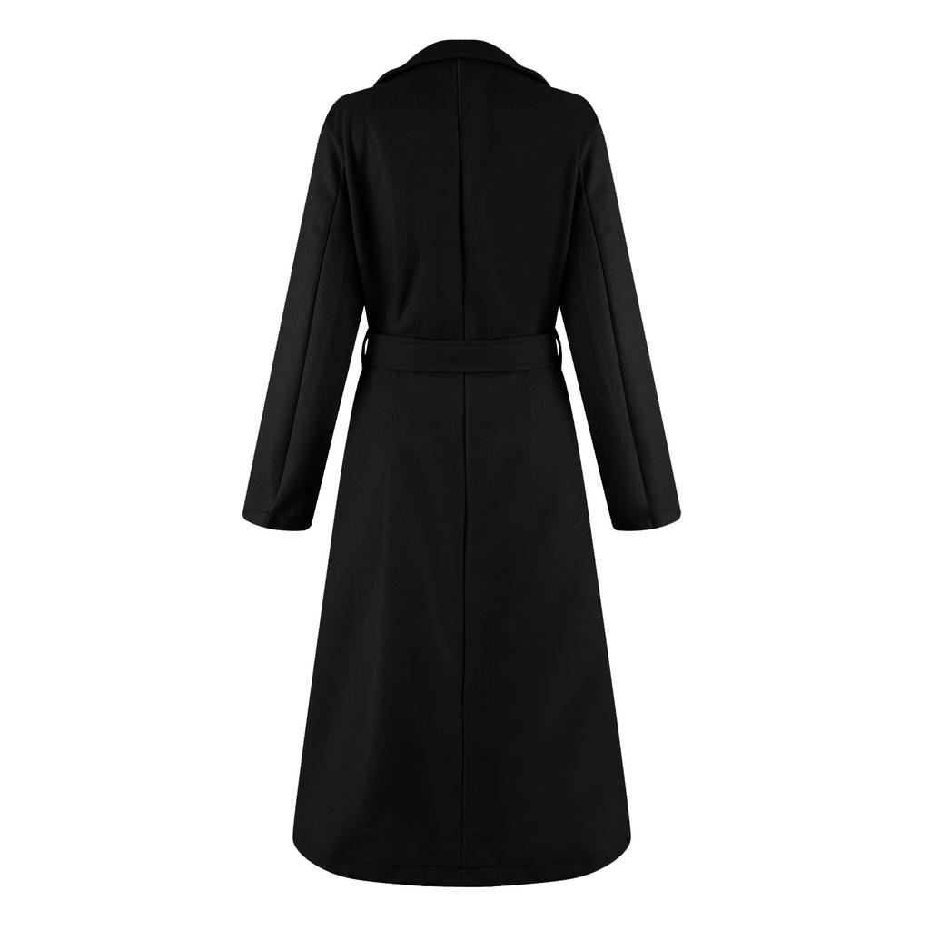 Women's Waist Cinching Long Woolen Women's Coat Jacket