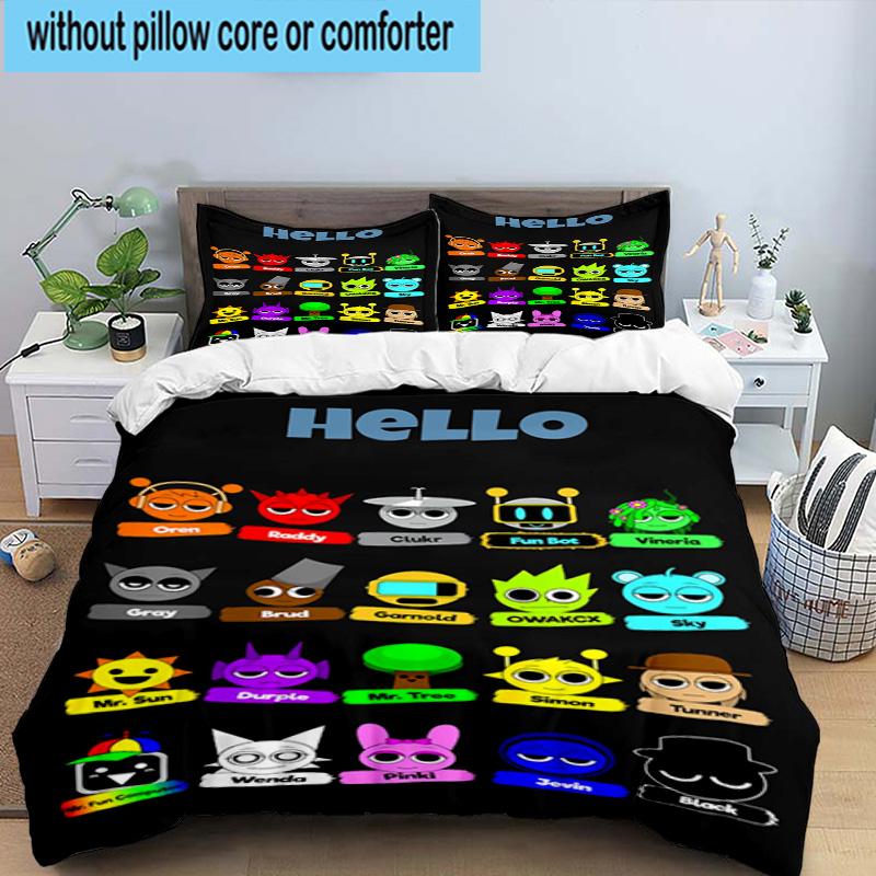 3PCS Colorful Sprun-ki Robot Party 3pcs Bedding,Including 3PCS Duvet Cover And 2pcs Pillowcases Perfect for Christmas,Ideal for Bedroom, Dormitory