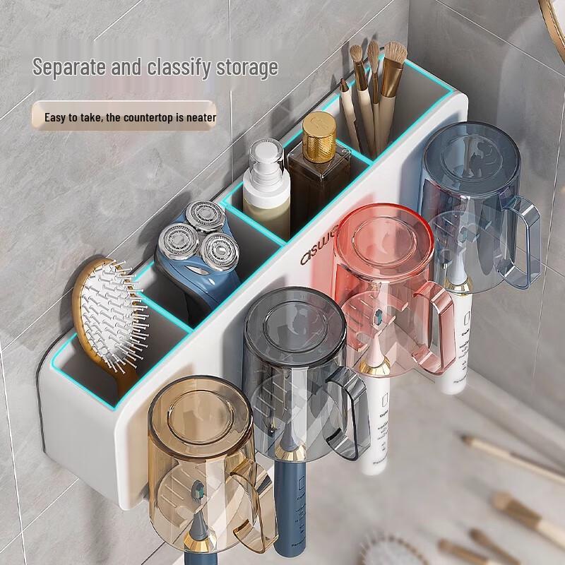 Youqin Wall-Mounted Toothbrush Holder with Cups Family Set