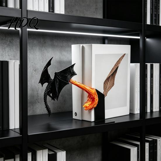 Dragon Ornament for Shelves Bookshelf Ornament 3D Printed Fire-Breathing Dragon Fantasy Flying Detailed Sculpture Home Decor Office Shelf