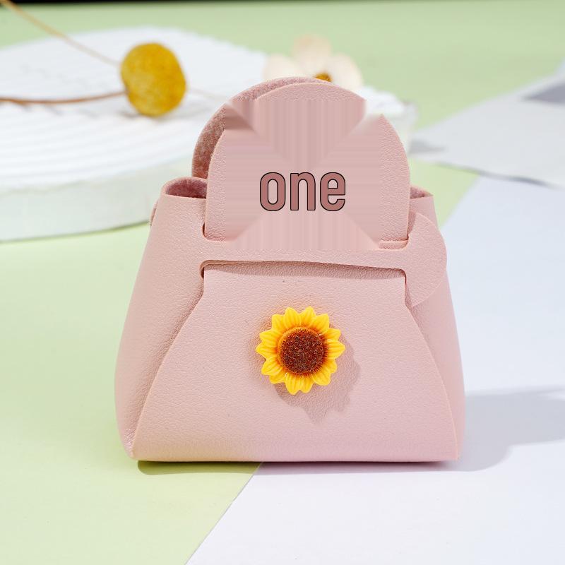 Multicolor Korean PU Leather Mini Wallet, Keychain Charm, and Sunflower Bag