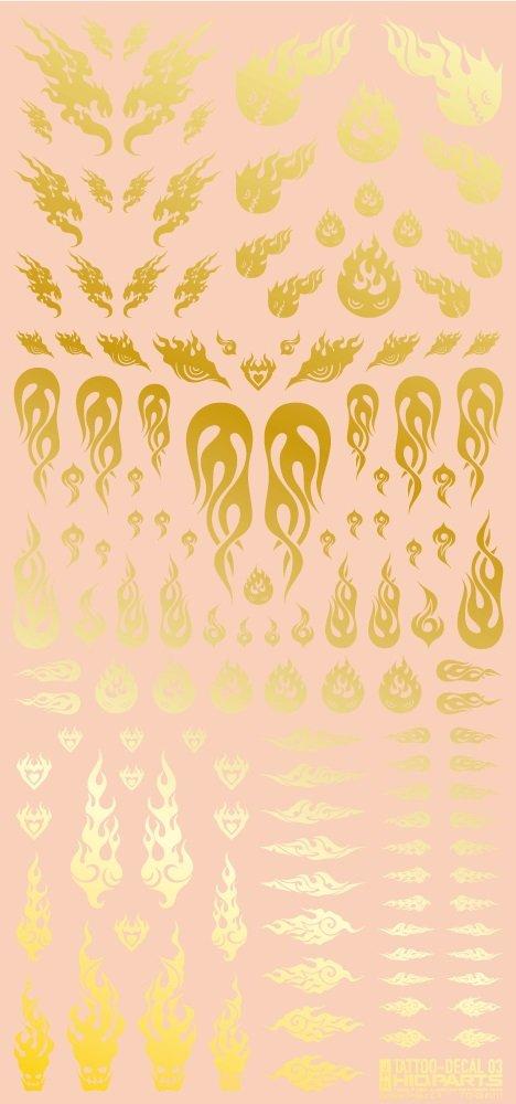 HiQ Parts Tattoo Decal 03 Fire Gold for Plastic Model Kits (1 Decal) (TTD-03-GLD)