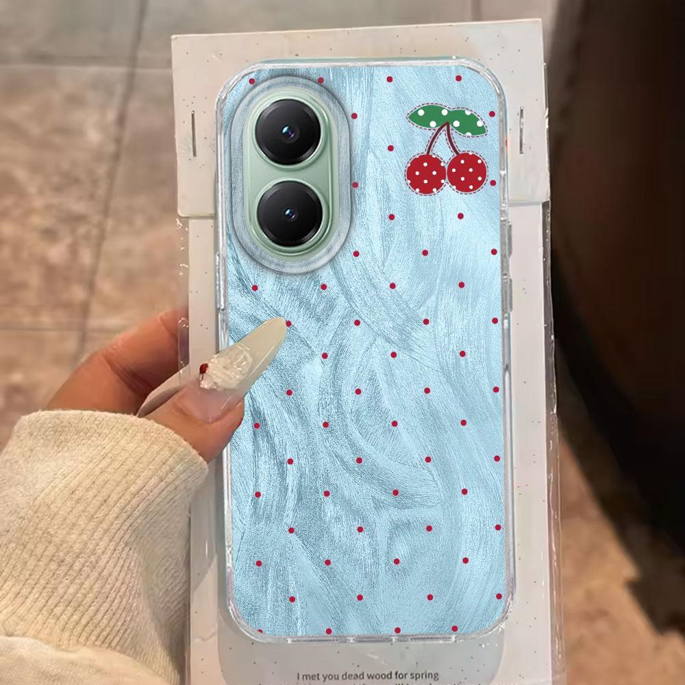 Circular Dots Cherry Fruit Feather Texture Phone Case for Xiaomi Poco X5 X7 M6 Pro X6 X3 Pro NFC C75 C71 C65 C61 M5S TPU Cover