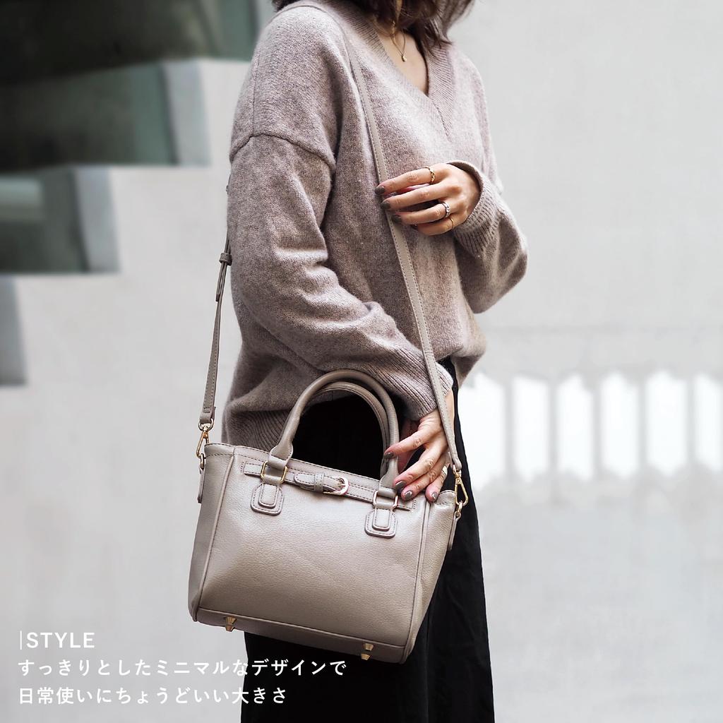 Guccio Italy Mini Bag with Belt Shoulder Tote PU Elegant 2-Way Design, Bag, Bag, Leather, Stylish, Italy, Women's, High-End Look, Coordination,