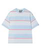Fila Original Soft Breathable Striped Comfortable Fashion Logo Short Sleeve T-Shirt Unisex Tops Sky-Blue F51M529107F-LB