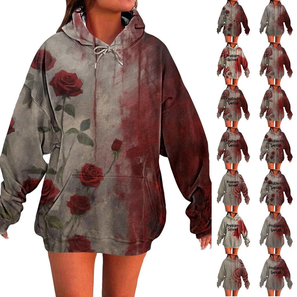Women's Fashion Hooded Long Sleeve Sweatshirt for Casual Wear