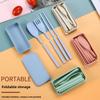 Ensemble de vaisselle portable pliable en blé: Baguettes pliantes créatives, Fourchette, Cuillère, Design en plastique adapté aux étudiants
