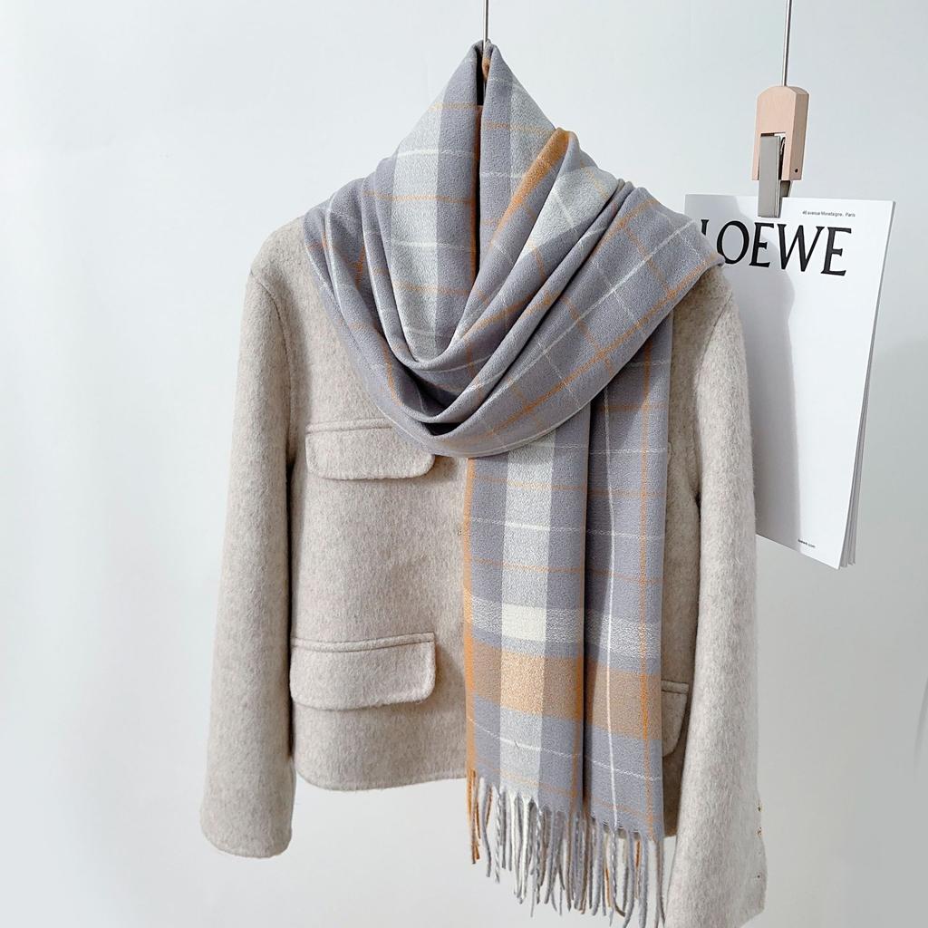 Fashion plaid scarf imitation cashmere thickened warm and cold protection neck fringed scarf dual-purpose shawl